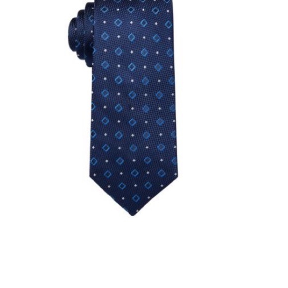 Tommy Hilfiger Men's Classic Design Square Dot Neat Tie - Blue - Picture 3 of 7